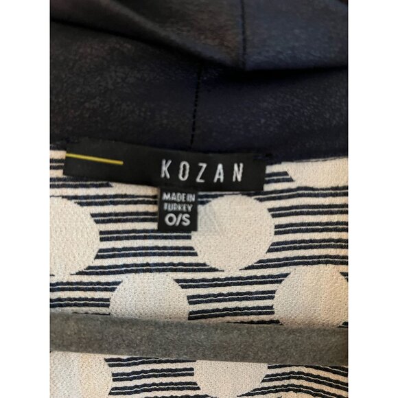 Kozan Womens Open Front Kimono Eleven Jacket Cardigan Indigo Blue Polka Dot‎ O/S - Picture 4 of 6